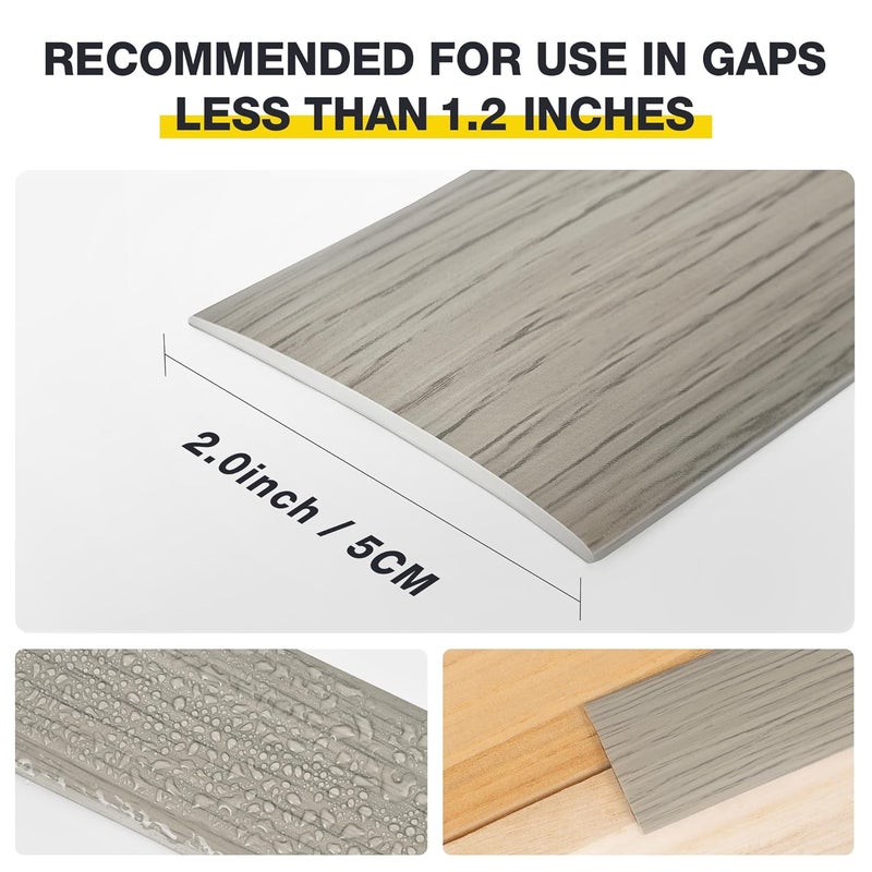 bnell Floor Transition Strip Floor Cover Strips Self Adhesive Flooring Transitions Laminate Floor Strip Vinyl Floor Flat Divider Strip for for Joining Floor Gaps (3.28FT,2in, Ash Wood Grain) - Image 2